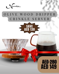 [SX02985] Olive Wood Dripper and Crinkle Server Offer