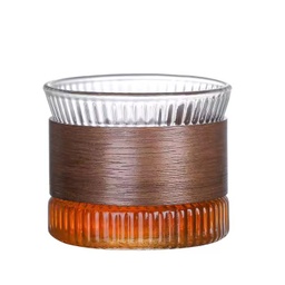 [TC008B] Better Koffee Whis Glass With Wooden Sleeve